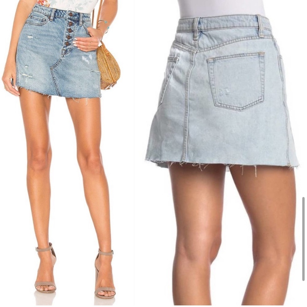 Free people denim mini skirt